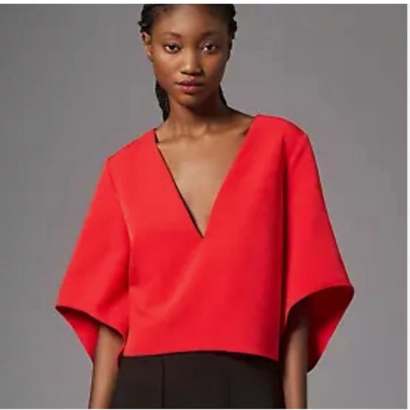 Mare Mare Tops - Mare Mare x Anthropologie Red Veronica Cape Blouse Top Size Small V-Neck